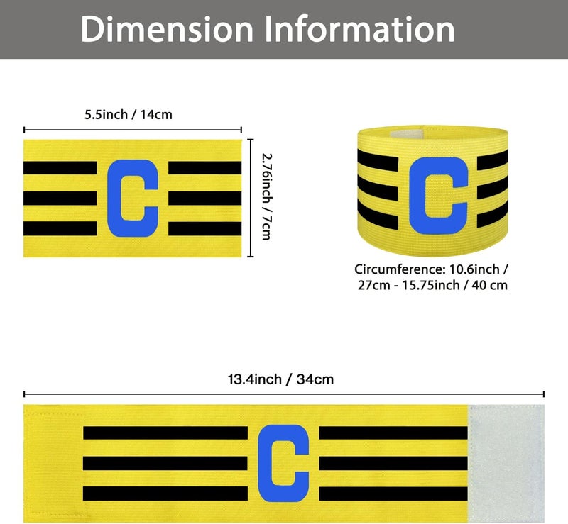 FUNAUPGO Sports Captain C Arm Band for Team Training, Unisex Elastic Soccer Captain Armband Adjustable Outdoor Football Player Captain's ArmBands for Adult - Image 3